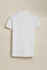 Boys White Stripe Polo Neck T-Shirt