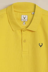 Boys Yellow Textured Polo Neck T-Shirt