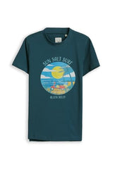 Boys Blue Graphic Print Crew Neck T-Shirt