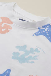 Boys White Print Crew Neck T-Shirt