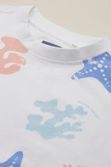Boys White Print Crew Neck T-Shirt