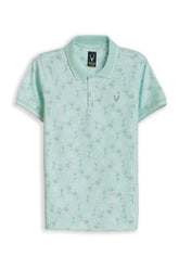 Boys Light Blue Print Polo Neck T-Shirt