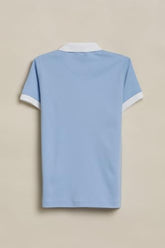 Boys Light Blue Patterned Polo Neck T-Shirt