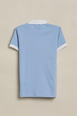 Boys Light Blue Patterned Polo Neck T-Shirt