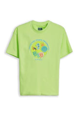 Boys Light Green Embroidered Crew Neck T-Shirt