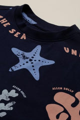 Boys Navy Print Crew Neck T-Shirt