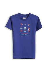 Boys Blue Graphic Print Crew Neck T-Shirt