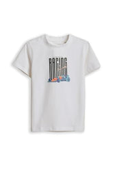 Boys White Graphic Print Crew Neck T-Shirt