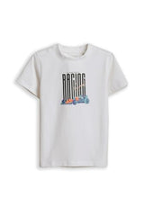 Boys White Graphic Print Crew Neck T-Shirt