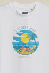 Boys White Graphic Print Crew Neck T-Shirt