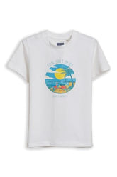 Boys White Graphic Print Crew Neck T-Shirt