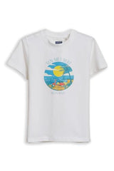 Boys White Graphic Print Crew Neck T-Shirt