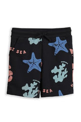 Boys Black Print Shorts