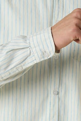 Men Light Blue Custom Fit Stripe Full Sleeves Casual Shirt