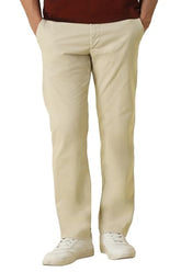 Men Beige Solid Casual Trousers