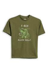 Boys Olive Graphic Print Crew Neck T-Shirt