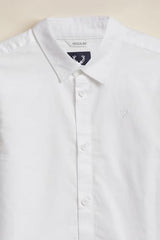 Boys White Solid Casual Shirt