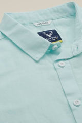 Boys Light Blue Textured Casual Shirt