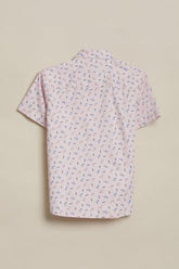 Boys Pink Print Casual Shirt