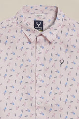 Boys Pink Print Casual Shirt