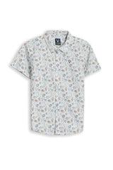 Boys White Print Casual Shirt