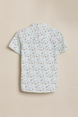 Boys White Print Casual Shirt