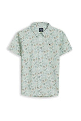 Boys Green Print Casual Shirt