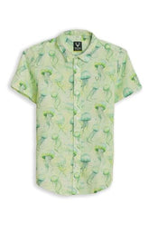 Boys Green Print Casual Shirt