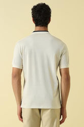 Men Navy Patterned Polo Neck T-Shirt