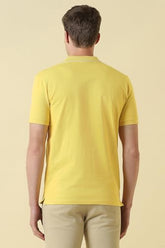 Men Yellow Textured Polo Neck T-Shirt