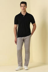 Men Grey Textured Casual Trousers