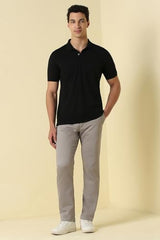 Men Grey Textured Casual Trousers