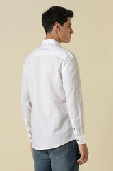 Men White Custom Fit Stripe Full Sleeves Casual Shirt