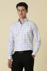 Men White Check Full Sleeves Formal Shirt