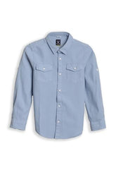 Boys Light Blue Textured Casual Shirt