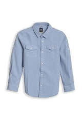 Boys Light Blue Textured Casual Shirt