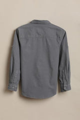 Boys Grey Textured Casual Shirt