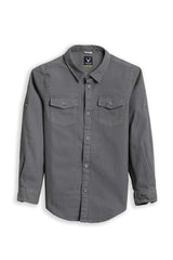 Boys Grey Textured Casual Shirt