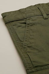 Boys Olive Solid Shorts