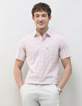 U.S.Polo Association Men's Tartan Checked Regular Fit Shirt (USSHT3224H_Pink_46)