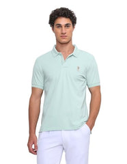 U.S.Polo Association Men's Solid Slim Fit Polo Shirt (USTSH3362_Light Green_L)