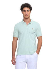 U.S.Polo Association Men's Solid Slim Fit Polo Shirt (USTSH3362_Light Green_L)