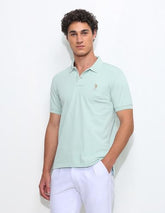 U.S.Polo Association Men's Solid Slim Fit Polo Shirt (USTSH3362_Light Green_L)