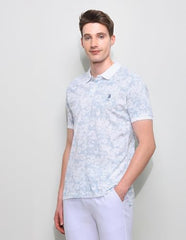 U.S.Polo Association Men's All Over Printed Slim Fit Polo Shirt