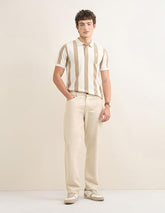 U.S.Polo Association Men's Sotogrande Vertical Striped Polo Shirt (USTSH3417_Beige_XL)