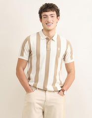 U.S.Polo Association Men's Sotogrande Vertical Striped Polo Shirt (USTSH3417_Beige_XL)