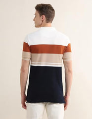 U.S.Polo Association Men's Colourblocked Slim Fit Polo Shirt (USTSH3426_Rust_3XL)