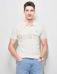 U.S.Polo Association Men's Brand Embroidered Slim Fit Polo Shirt (USTSH3435_Beige_XXXL)