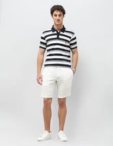U.S.Polo Association men's navy horizontal striped slim fit polo shirt, short sleeve, casual upper wear, 3XL size.