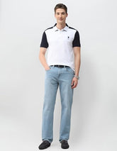 U.S.Polo Association Men's Colourblocked Slim Fit Polo Shirt (USTSH3486_White_L)